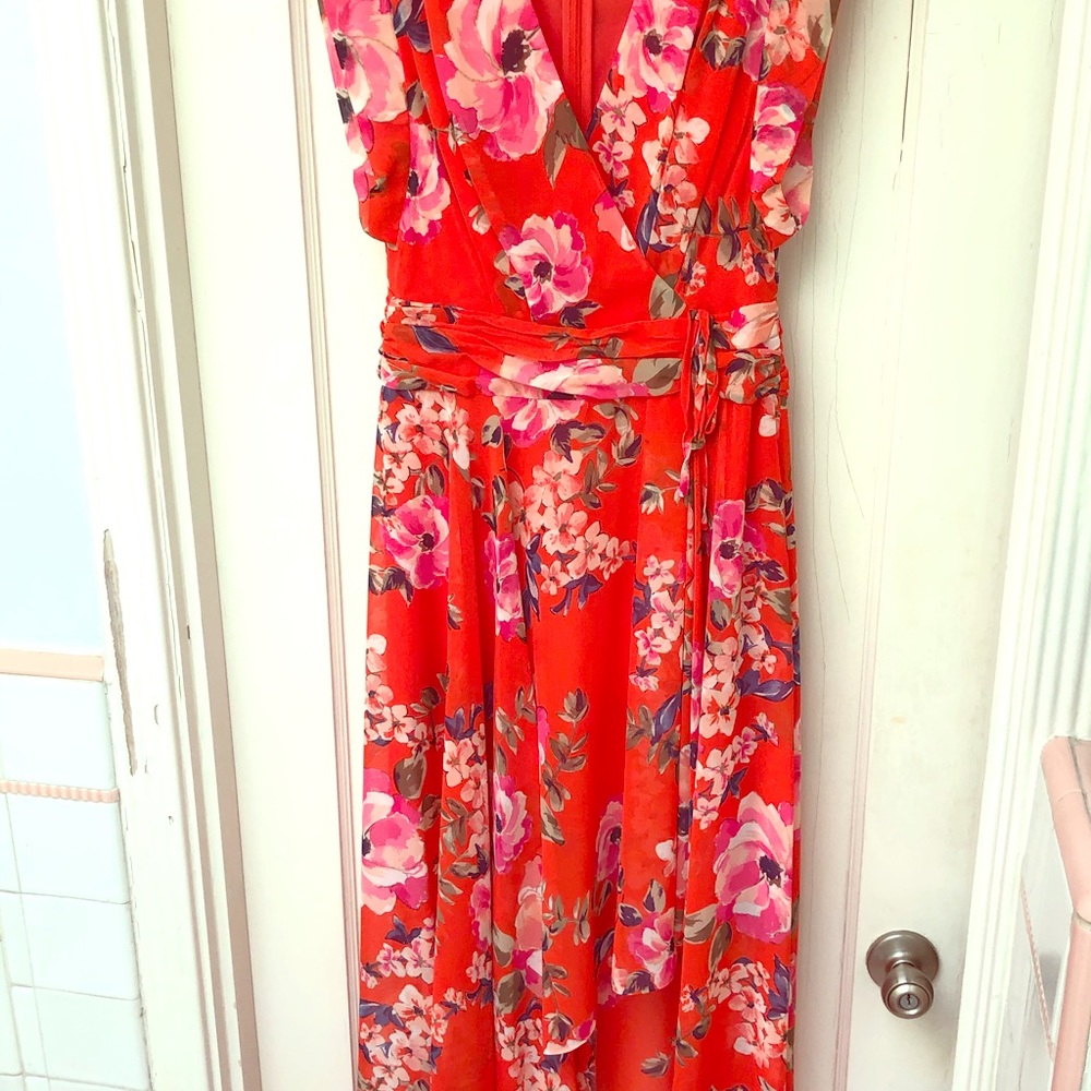 Eliza J high/low orange floral dress
